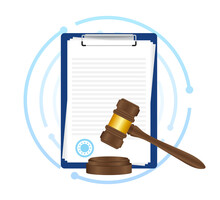 Law Concept Of Legal Regulation Judicial System Business Agreement. Vector Stock Illustration.