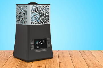 Wall Mural - Ultrasonic humidifier on the wooden planks, 3D rendering