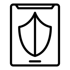 Poster - Tablet shield icon. Outline tablet shield vector icon for web design isolated on white background