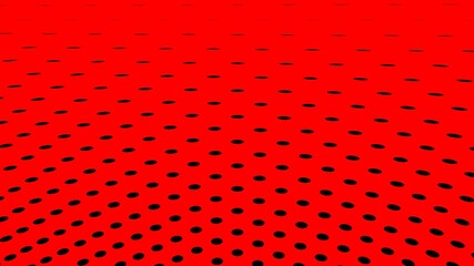 Poster - A pattern of black circles on a red background. 3d rendering. Abstract design.