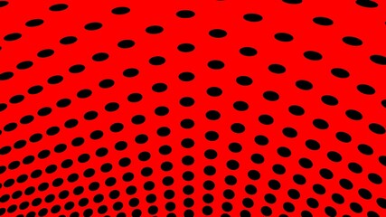 Poster - A pattern of black circles on a red background. 3d rendering. Abstract design.