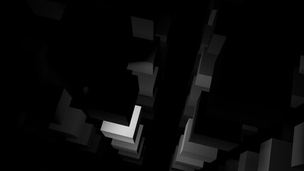 Poster - Dark cubic background. Desktop wallpaper. 3d wallpaper
