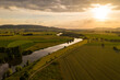 Drone panorama over river Weser , Germany..