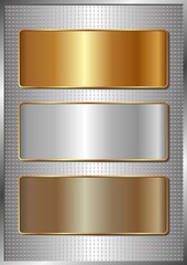 Wall Mural - golden, silver and bronze metallic banners