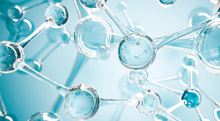 abstract water molecules design. atoms formula. abstract dna background for chemistry science banner