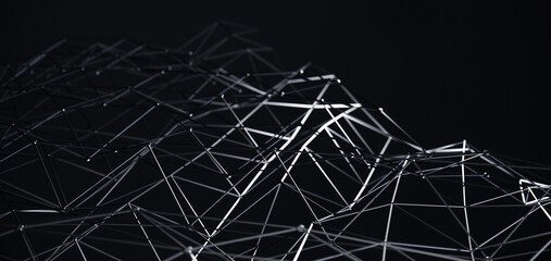Wall Mural - network connection structure. science background. abstract molecules design. black atoms. background