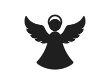 Christmas Angel Icon. Christmas Design Element. Isolated Vector Silhouette Image