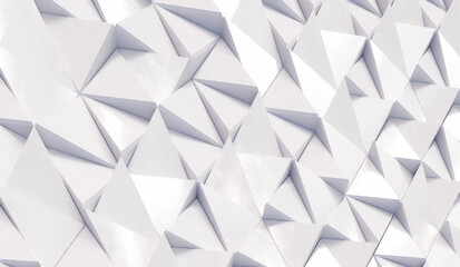 Wall Mural - abstract triangular background with white triangles. geometric 3d rendering