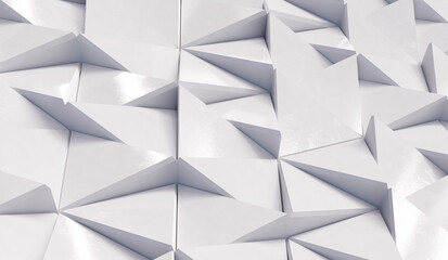 Wall Mural - abstract triangular background with white triangles. geometric 3d rendering