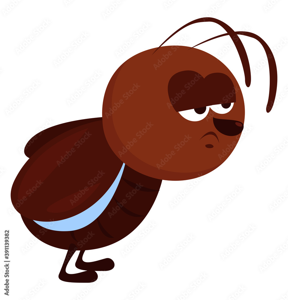 Sad ant,illustration,vector on white background