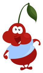 Poster - Happy little cherry,illustration,vector on white background