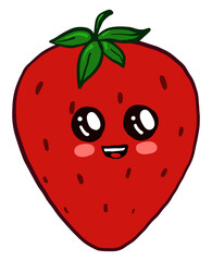 Wall Mural - Cute strawberry ,illustration,vector on white background