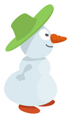 Poster - Snowman with a green hat,illustration,vector on white background