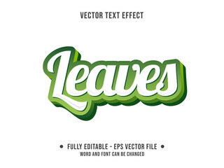 Wall Mural - editable text effect - leaves green and white color gradient style