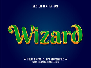 Wall Mural - editable text effect - wizard green and gold color gradient modern style