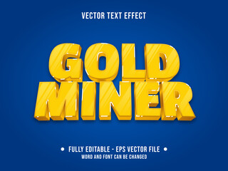 Editable text effect - Miner yellow gold color gradient modern style