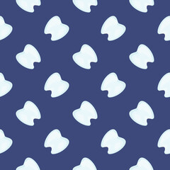 Sticker - White little tooth , seamless pattern on a blue background.