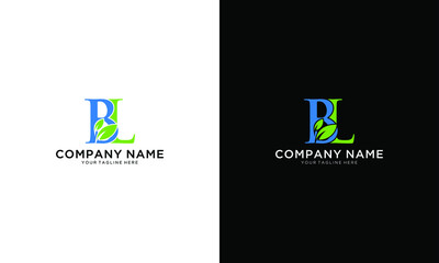 Letter BL eco leaf logo icon design template elements