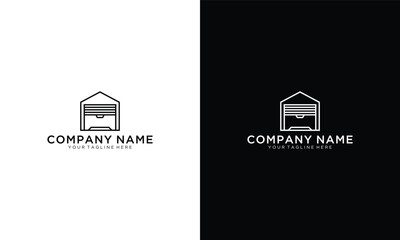 Modern black logo design with gradient, house with car garage.