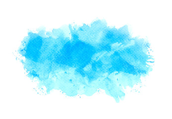 Wall Mural - blue watercolor paint of brush on white.