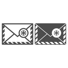 Poster - Envelope with snowflake line and solid icon, New Year concept, Letter to Santa Claus sign on white background, Christmas and new year greeting symbol in outline style for mobile, web. Vector graphics.