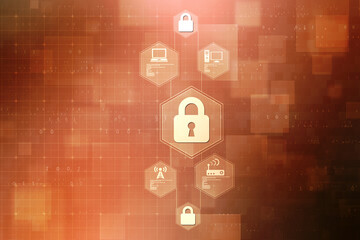 Poster - 2d illustration Safety concept: Closed Padlock on digital background