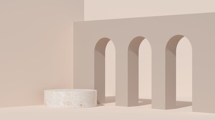 Poster - Abstract background, mock up scene with podium geometry shape for product display. 3D rendering