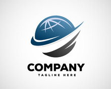 Abstract World Globe Earth Slash Logo Icon Symbol Design Template
