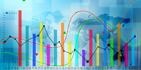 2d rendering Stock market online business concept. business Graph 