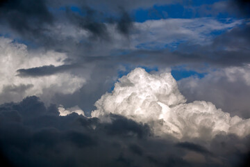 Wall Mural - close view cloudy sky background.