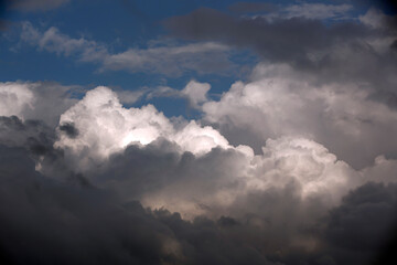 Wall Mural - close view cloudy sky background.