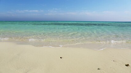 Wall Mural - Beautiful landscape with white sandy sea spit beach and warm tropical ocean