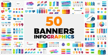 50 Banners Infographic Templates. Perfect For Any Purpose From Presentation Or Web Elements To Print Or Graphics.