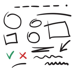 Poster - Lines, circles and arrows hand drawn style. Vector sketch.