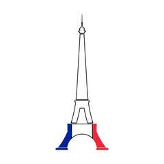 Wall Mural - Eiffel Tower in colors of flag of France isolated on white background