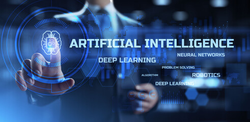 AI, Artificial intelligence, Machine learning, neural networks. Modern technology innovation automation concept.