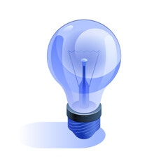 Poster - Blue electrical light bulb icon in isometric view
