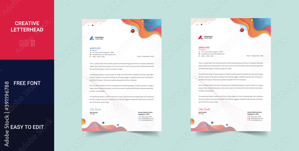 Professional Letterhead Template, Modern Business Letterhead Design ...