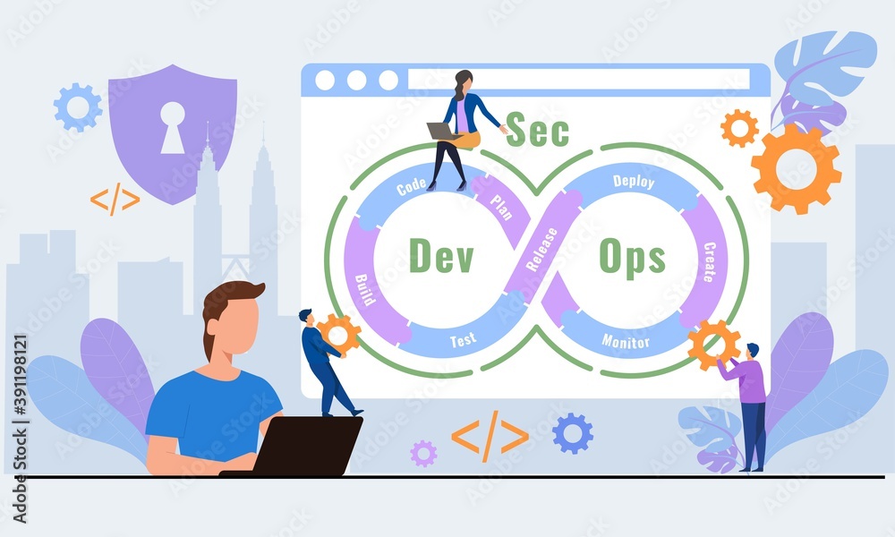 Vector illustration of DevSecOps methodology of a secure software ...