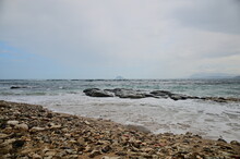 The Waves Crashed Against The Beach, Overlooking The Beautiful Keelung Islet.