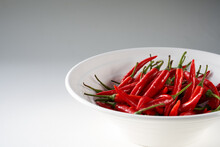 A Bowl Of Flaming Zhitian Pepper Millet Pepper Close-up