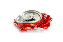 Compressed Cans Isolated On A White Background