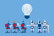 business people team and robot team meeting for brainstorming concept and flat design for Artificial intelligence, ai for business concept. illustration cartoon characters design