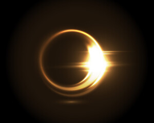 circular lens flare golden light effect. abstract ellipse yellow luxury shining rotational glow line