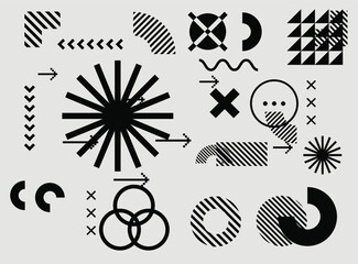 Poster - Bauhaus inspired graphic design collection with vector abstract elements, lines and bold geometric shapes, useful for poster art, front page design, wall decorative prints.
