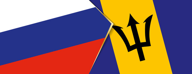 Russia and Barbados flags, two vector flags.