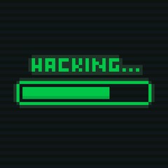 Aufkleber - pixel art 8-bit hacking status bar with green text - editable isolated vector illustration
