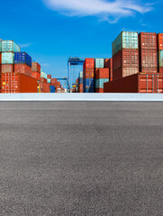 Wall Mural - Containers on the wharf. International shipping logistics.