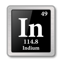 Sticker - The periodic table element Indium. Vector illustration