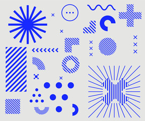 Poster - Bauhaus inspired graphic design collection with vector abstract elements, lines and bold geometric shapes, useful for poster art, front page design, wall decorative prints.
